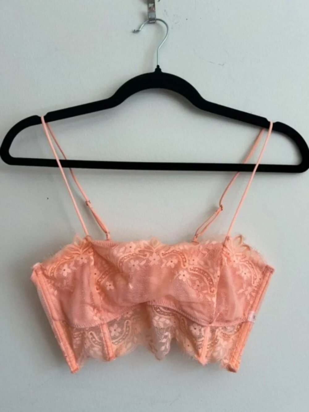 Free People NWT Intimately Apricot Peach lace bralette size L